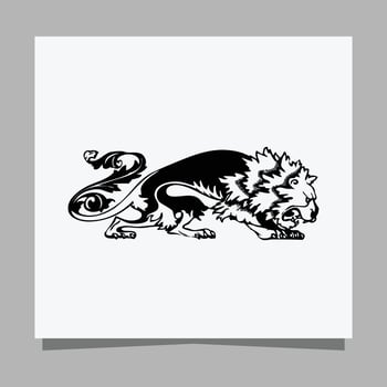 black lion logo on white paper with shadow perfect for business logos and business cards vector