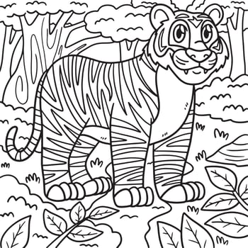 Tiger Animal Coloring Page for Kids vector