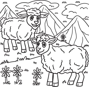 Sheep Animal Coloring Page for Kids vector