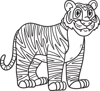 Tiger Animal Isolated Coloring Page for Kids vector