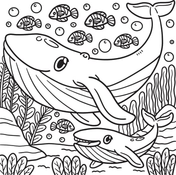 Whale Animal Coloring Page for Kids vector