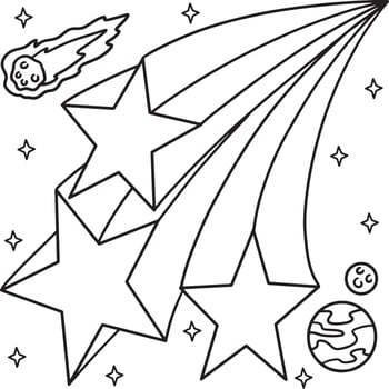 Falling Shooting Stars Coloring Page for Kids vector