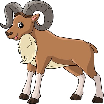 Urial Animal Cartoon Colored Clipart Illustration vector