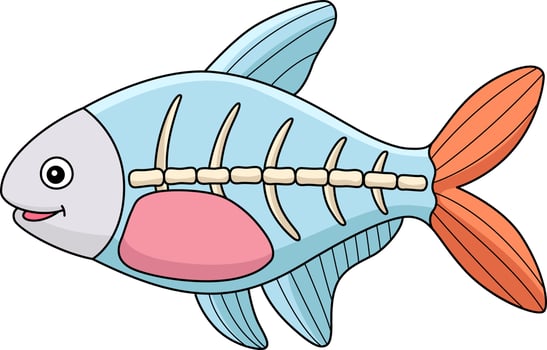 X-ray Fish Animal Cartoon Colored Clipart vector