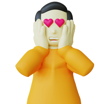 Stylized 3D Character Falling in Love Gesture png