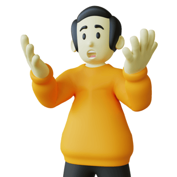 Stylized 3D Character Confused Expression png