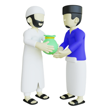 Stylized 3D Character Muslim Giving Zakat or Donation png