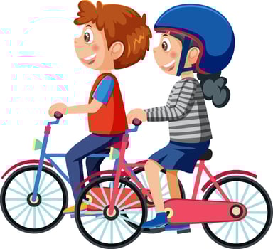 Couple kids riding bicycles vector