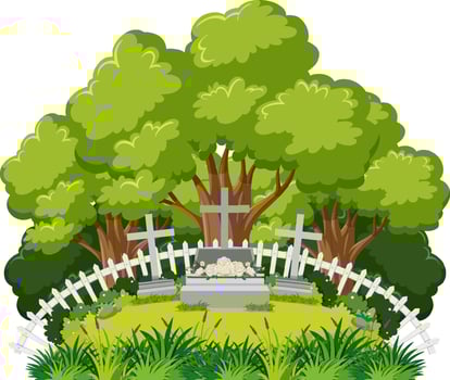 Cemetery graveyard scene isolated vector