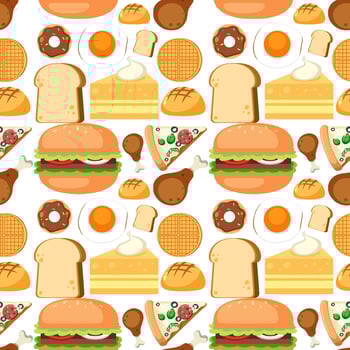 Food and dessert seamless pattern vector