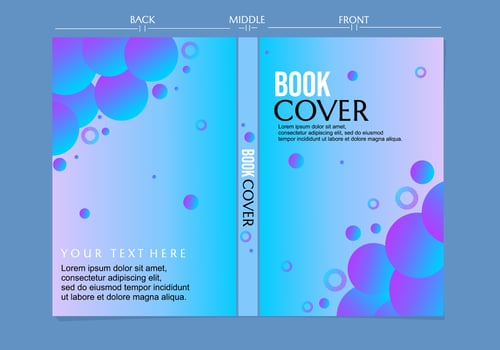 blue purple gradient color book cover set. background with abstract circle elements vector
