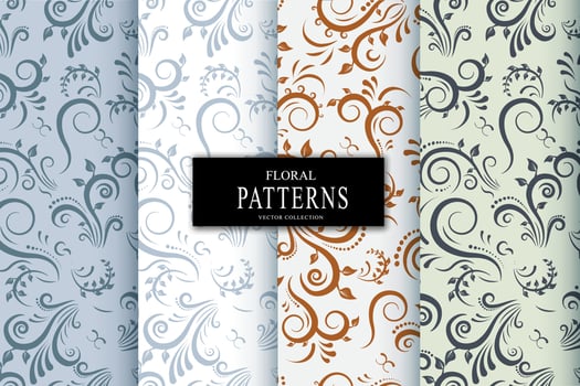set seamless floral background for vintage design. ornament with abstract flowers and leaves. vector