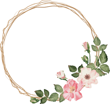 watercolor blooming rose branch with dry twig flower bouquet wreath round frame png