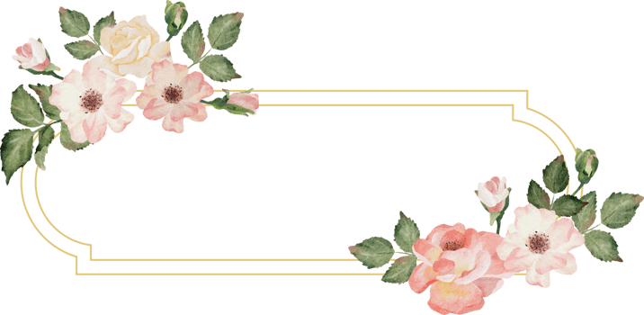watercolor blooming rose branch flower bouquet wreath badge gold frame png