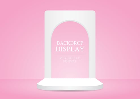 minimal white arch backdrop display on pastel pink floor and wall background 3d illustration vector for putting object