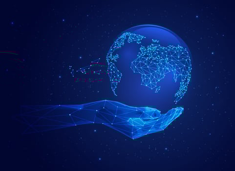digital hand holding vector
