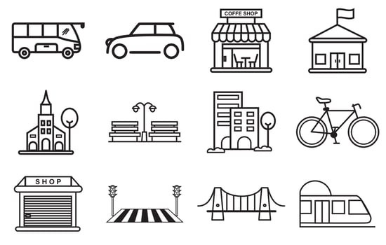 City Icon Set editable vector