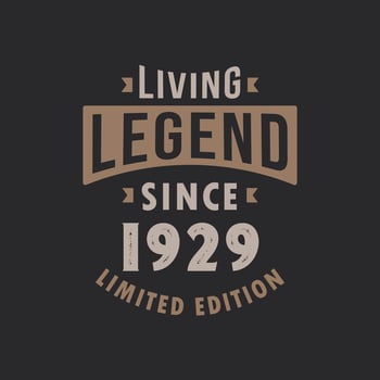 Living Legend since 1929 Limited Edition. Born in 1929 vintage typography Design. vector