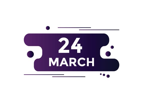 march 24 calendar reminder. 24th march daily calendar icon template. Calendar 24th march icon Design template. Vector illustration