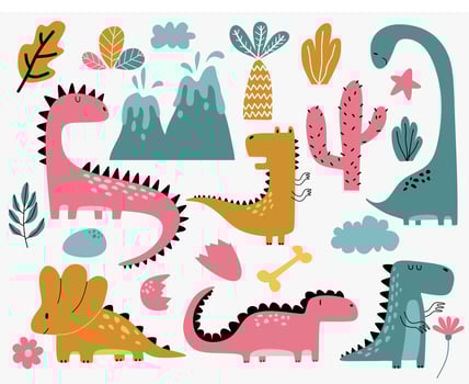Cute dinosaurs isolated on white background. vector