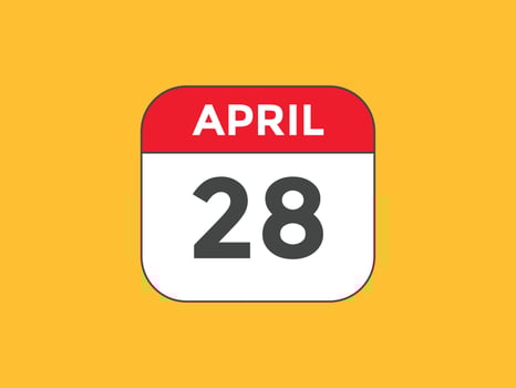 april 28 calendar reminder. 28th april daily calendar icon template. Calendar 28th april icon Design template. Vector illustration