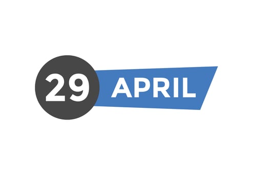 april 29 calendar reminder. 29th april daily calendar icon template. Calendar 29th april icon Design template. Vector illustration