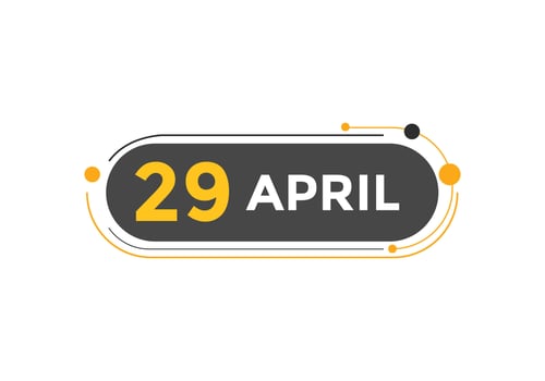 april 29 calendar reminder. 29th april daily calendar icon template. Calendar 29th april icon Design template. Vector illustration