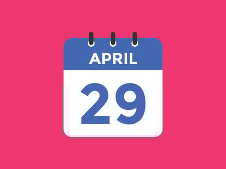 april 29 calendar reminder. 29th april daily calendar icon template. Calendar 29th april icon Design template. Vector illustration