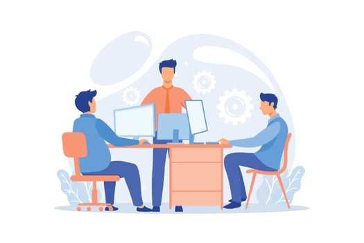 Computer Lab Advanced computer skills, information technology learning, university on demand laboratory, college tech classroom equipment flat design modern illustration vector