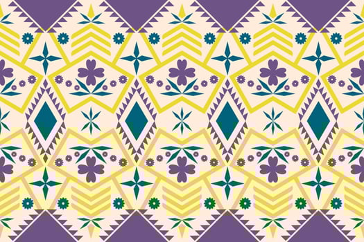 Colorful geometric ethnic seamless pattern design for wallpaper, background, fabric, curtain, carpet, clothing, and wrapping. vector