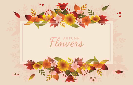 Beautiful Fallen Flower Fall Autumn Summer Frame vector