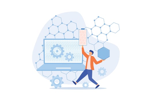 Graphene technologies Artificial graphene compound, carbon dioxide nanomaterial, modern science revolution, high-frequency electronic sensors flat design modern illustration vector