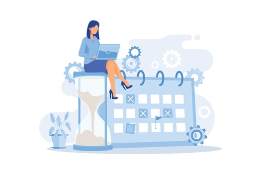 Deadline abstract  Project management, work time limit, task due dates, deadline reminder, study assignments accomplishment, tax payment planning flat design modern illustration vector
