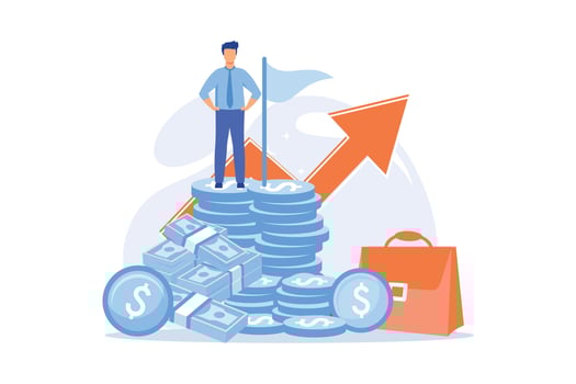 Profitable company director. Successful entrepreneur, professional leadership, high income enterprise owner. Financial success achievement. vector