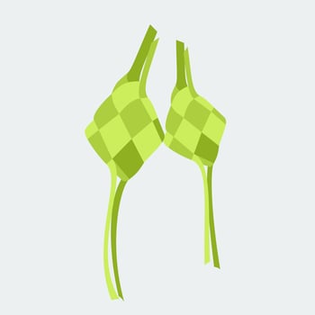 Editable Isolated Indonesian Ketupat Packed Rice Vector Illustration for Islamic Moments Design with Melayu and Javanese Culture Theme