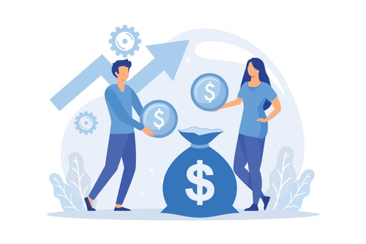 Investment trust, shareholder scheme, fund creation, business opportunities, corporate venture capital, hedge fund leverage flat design modern illustration vector