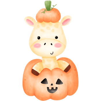 Giraffe in Halloween pumpkin png