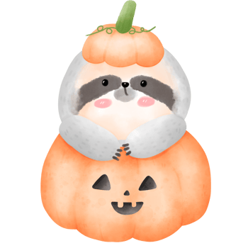 Sloth in Halloween pumpkin png