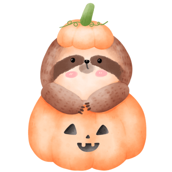 Sloth in Halloween pumpkin png