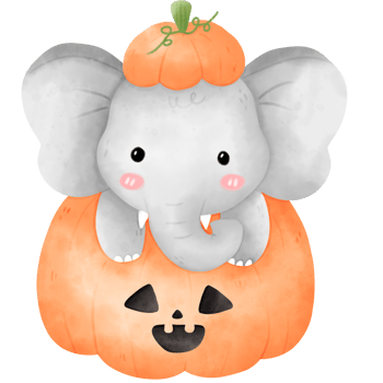 Elephant in Halloween pumpkin png