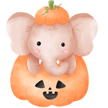 Elephant in Halloween pumpkin png
