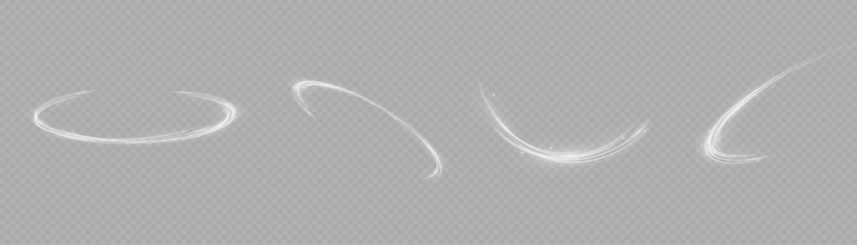 White glowing shiny lines effect vector background. Luminous white lines of speed. Light glowing effect. Light trail wave, fire path trace line and incandescence curve twirl.