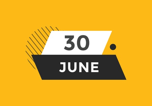 june 30 calendar reminder. 30th june daily calendar icon template. Calendar 30th june icon Design template. Vector illustration