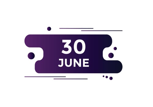 june 30 calendar reminder. 30th june daily calendar icon template. Calendar 30th june icon Design template. Vector illustration