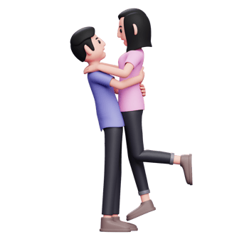 Casual man picking up and hugging his girlfriend, 3d valentine's day concept character illustration png