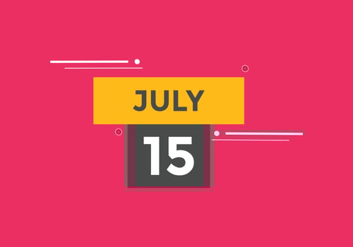 july 15 calendar reminder. 15th july daily calendar icon template. Calendar 15th july icon Design template. Vector illustration