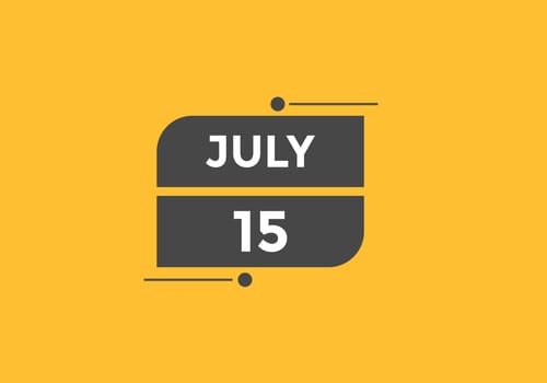 july 15 calendar reminder. 15th july daily calendar icon template. Calendar 15th july icon Design template. Vector illustration