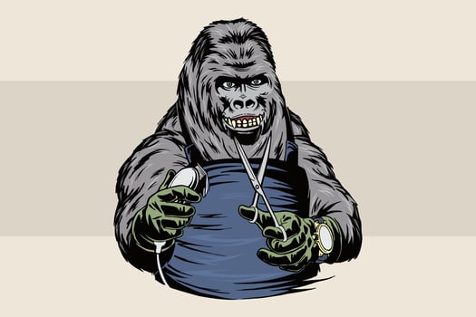 gorilla cut classic, retro illustration vector