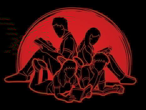 Group of People Reading Books vector