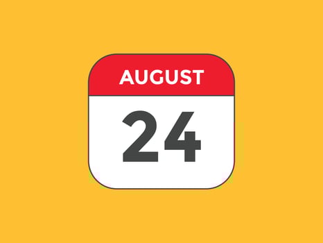 august 24 calendar reminder. 24th august daily calendar icon template. Calendar 24th august icon Design template. Vector illustration